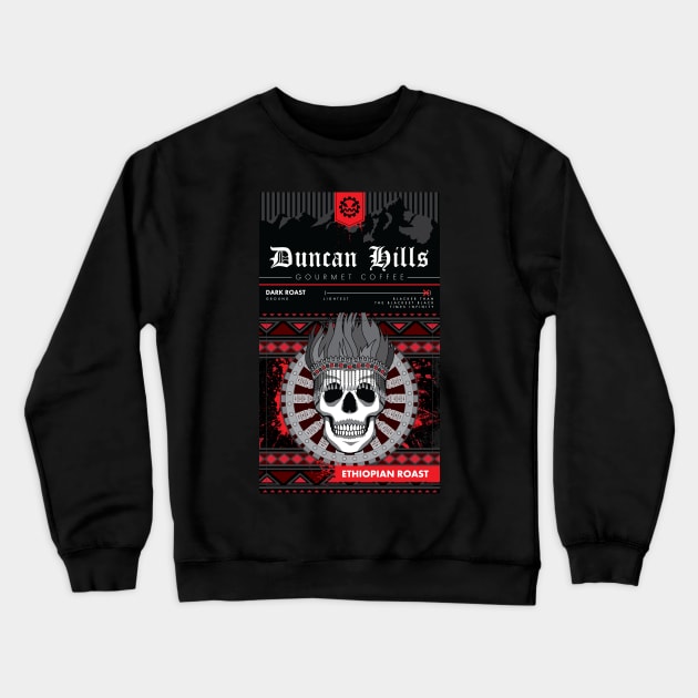 Metalocalypse Dethklok Duncan Hills Coffee - Ethiopian Crewneck Sweatshirt by patrickkingart